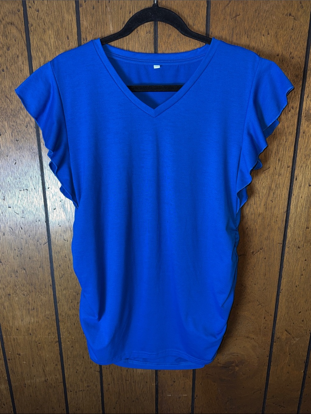 Women’s Flutter-Sleeve V-Neck Tee in Royal Blue
